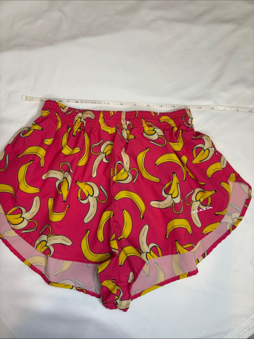 Hot Pink Pop Art Banana Print Side Slit Running Shorts *Liner Removed*